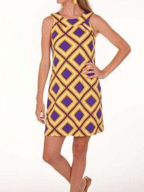 Tracy Negoshian Collegiate Collection Dress XL Purple Gold